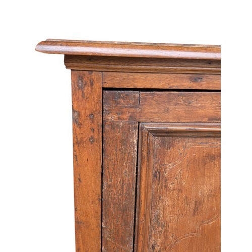 17 - I8th Century Italian Walnut and Inlaid Corner Cupboard, Enclosed by a Panelled Door