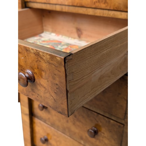 18 - Victorian Burr Walnut Wellington Chest, Fitted Seven Long Graduated Drawers On Plinth Base With Orig... 