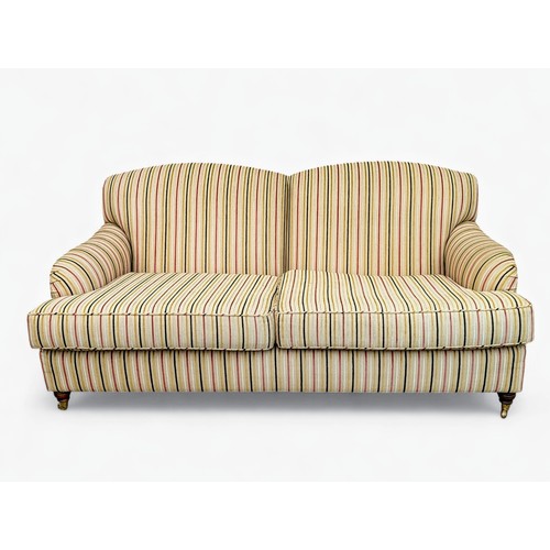 21 - Superb Early 20C Howard Style Large 2 Seater Sofa, With Matching Footstool. Reupholstered To a High ... 