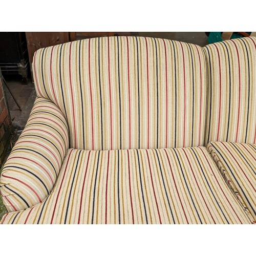 21 - Superb Early 20C Howard Style Large 2 Seater Sofa, With Matching Footstool. Reupholstered To a High ... 