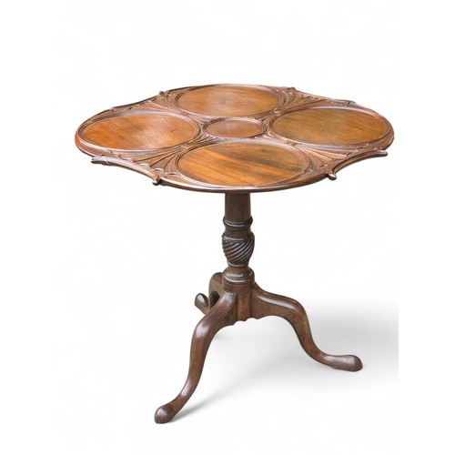 22 - 19C Mahogany Irish Designed Tilt Top Supper Table Well Figured Shell Carvings With Moulded Edges - F... 