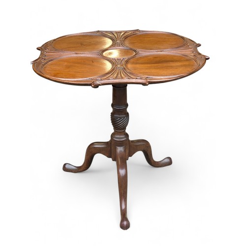 22 - 19C Mahogany Irish Designed Tilt Top Supper Table Well Figured Shell Carvings With Moulded Edges - F... 