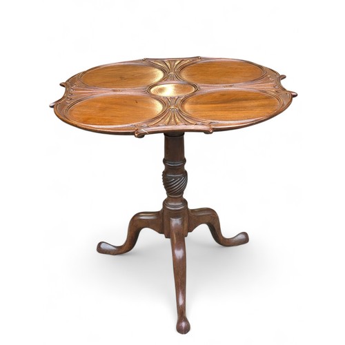 22 - 19C Mahogany Irish Designed Tilt Top Supper Table Well Figured Shell Carvings With Moulded Edges - F... 