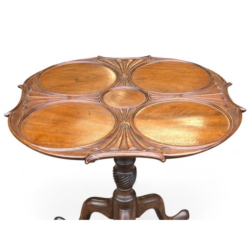 22 - 19C Mahogany Irish Designed Tilt Top Supper Table Well Figured Shell Carvings With Moulded Edges - F... 