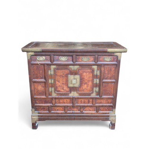 25 - Attractive Korean / Chinese Brass Mounted Cabinet - Needs Some TLC But Overall Good 89x90x41cm