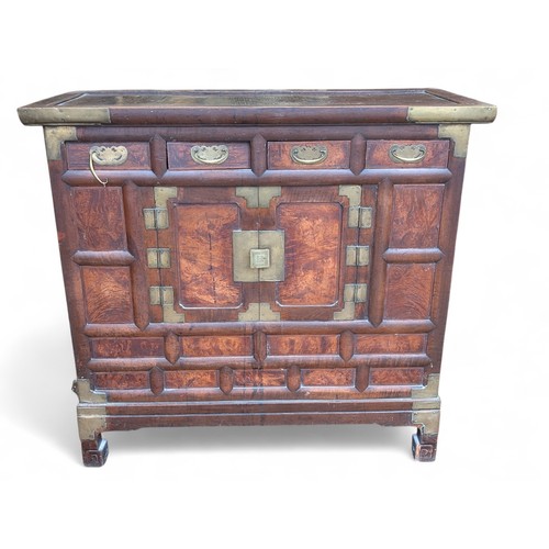 25 - Attractive Korean / Chinese Brass Mounted Cabinet - Needs Some TLC But Overall Good 89x90x41cm