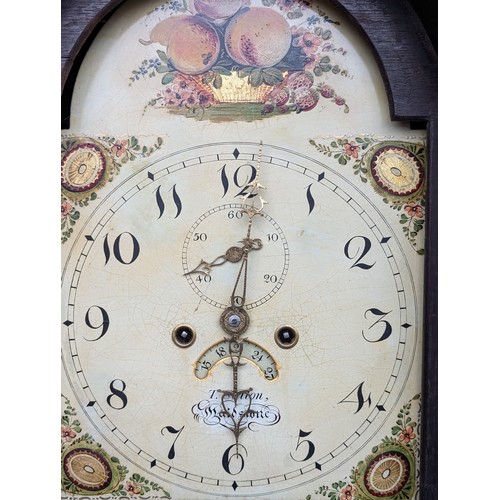 28 - 19th Century T Sutton Maidstone - Grandfather Clock 210cm, With Attractive Hand Decorated Enamel Fac... 