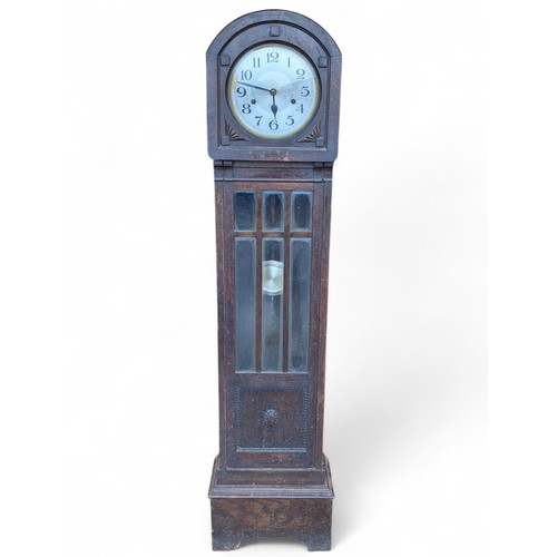 29 - C1930s Oak Grandmother Clock 150cm