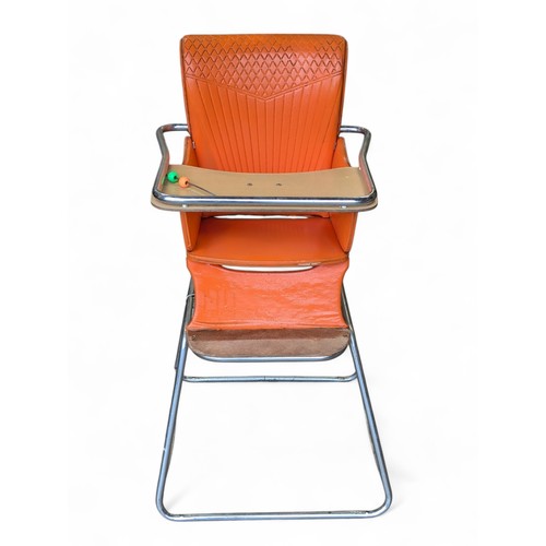 31 - Vintage 1950s Formica Chrome & Orange Highchair From Isab - Needs a Clean but In Good Order