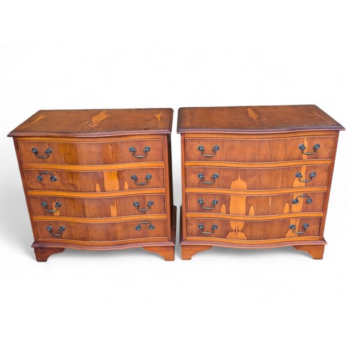 36 - A Pair of Vintage 4 Drawer Serpentine Side Chests In Good Order 77x45x77cm