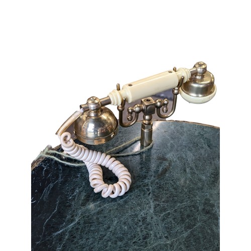 37 - Unusual French Style Marble Top Brass Phone Table - 55x65cm Good Order