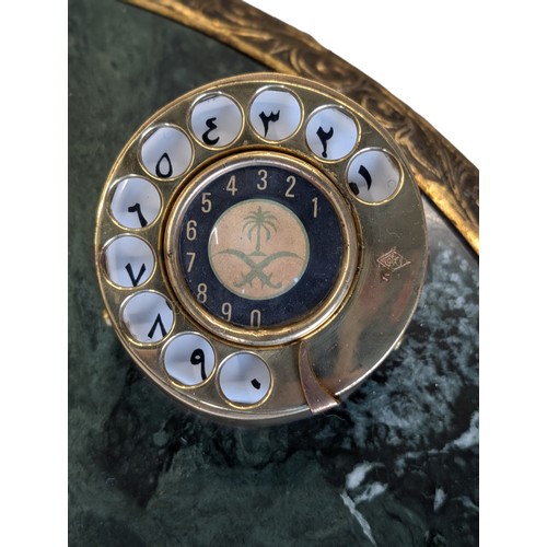 37 - Unusual French Style Marble Top Brass Phone Table - 55x65cm Good Order