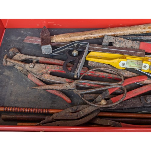 38 - Two Tier Red Roll Tool Chest Full of Tools