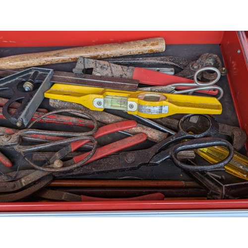 38 - Two Tier Red Roll Tool Chest Full of Tools