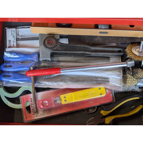 38 - Two Tier Red Roll Tool Chest Full of Tools