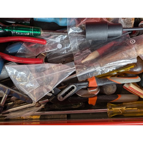 38 - Two Tier Red Roll Tool Chest Full of Tools