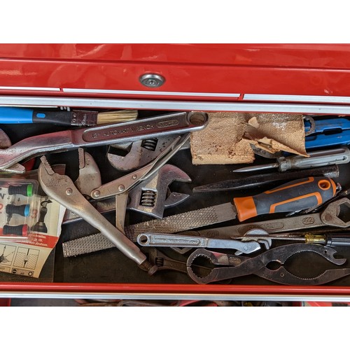 38 - Two Tier Red Roll Tool Chest Full of Tools