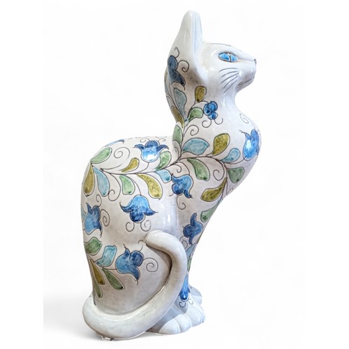 49 - A Mid Century Large Italian Pottery Raymor Eames Floral Cat Figurine Excellent Condition  26cm Plus ... 