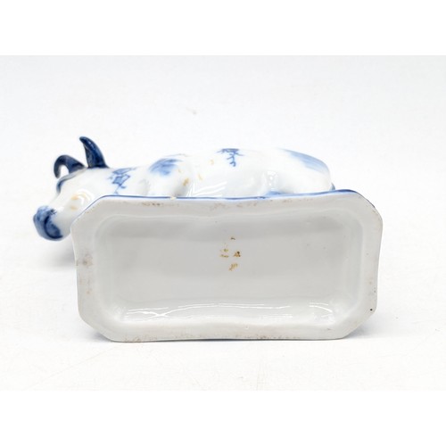 59 - Antique Delft / Netherlands Group, Including Faience Cow 13cm Good Overall Condition, Small 11cm Cow... 