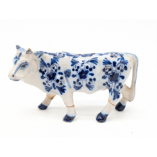 59 - Antique Delft / Netherlands Group, Including Faience Cow 13cm Good Overall Condition, Small 11cm Cow... 