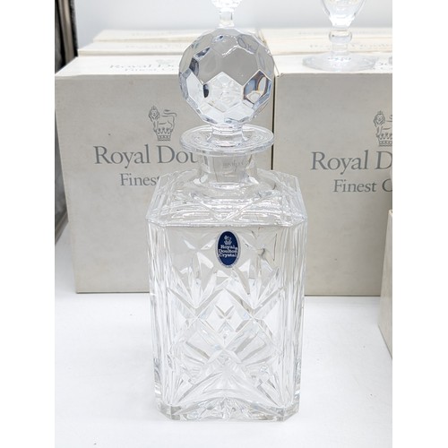 64 - Selection Boxed New Royal Doulton Georgian Crystal - To Include; 6 Wine Glasses, 4 Hock, 8 Champagne... 