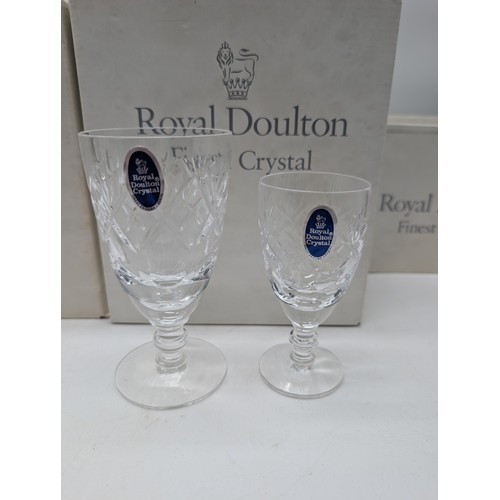 64 - Selection Boxed New Royal Doulton Georgian Crystal - To Include; 6 Wine Glasses, 4 Hock, 8 Champagne... 