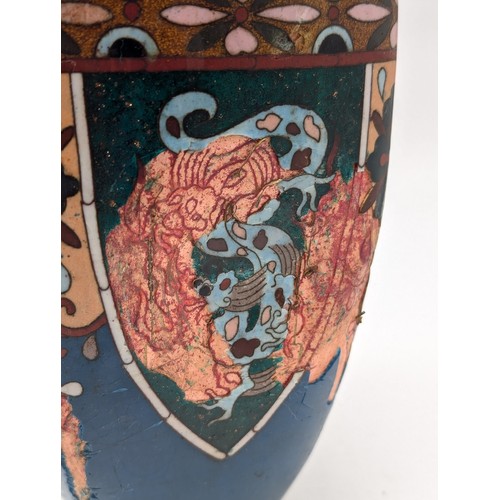 90 - Interesting Cloisonne Group (5) Including 19C Dragon Bowl 21cm, Plus 4 AF Jugs / Vases With Losses