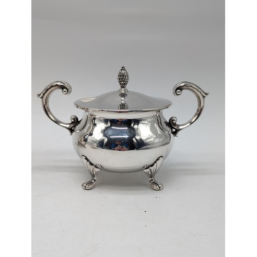 92 - Group (3) Vintage Silver Plated Tea / Coffee Pot / Sugar Bowl Good Order