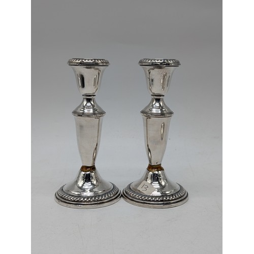 93 - Good Group Plated Ware, Including Two Pairs Candle Sticks Plus Boxed 6 Napkin Ring set Largest 10