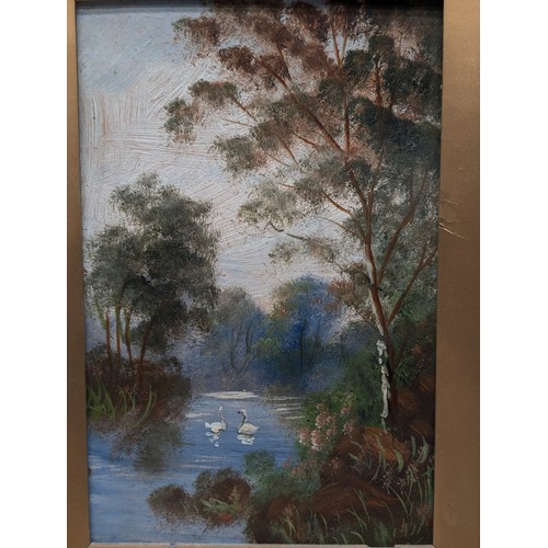 127 - Attractive Landscape Painting In Gilt Carved Frame, Unsigned.  38x50cm