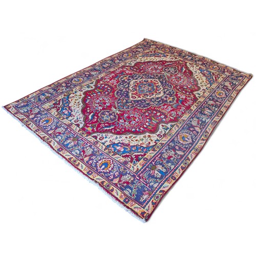 142 - Large Attractive Tabriz / Khoy Red Ground Area Carpet / Rug - 200x290cm Some Areas of Wear But Overa... 