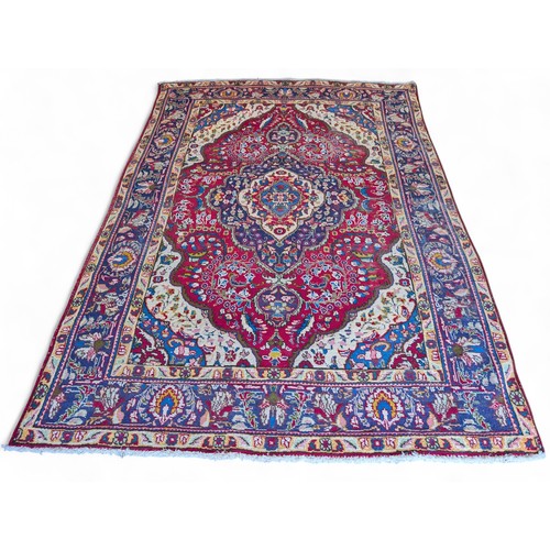 142 - Large Attractive Tabriz / Khoy Red Ground Area Carpet / Rug - 200x290cm Some Areas of Wear But Overa... 