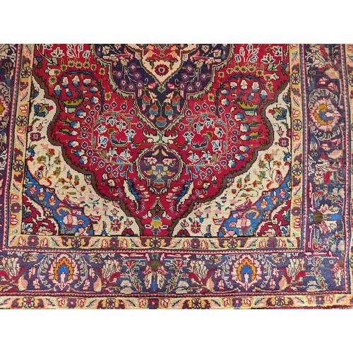 142 - Large Attractive Tabriz / Khoy Red Ground Area Carpet / Rug - 200x290cm Some Areas of Wear But Overa... 