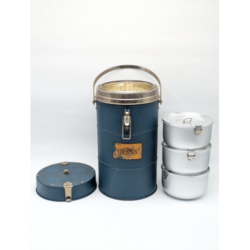 204 - A Mid Century Excellent Condition Hot Food Thermos, With 3 Original Internal Tins, Lockable Lid Etc