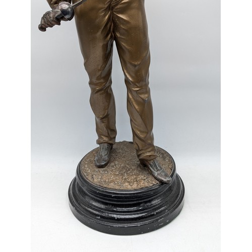 213 - Charles Masse - Bronze Spelter Figure of a Fencer - Marked Ch Masse Verso Good Order 61cm