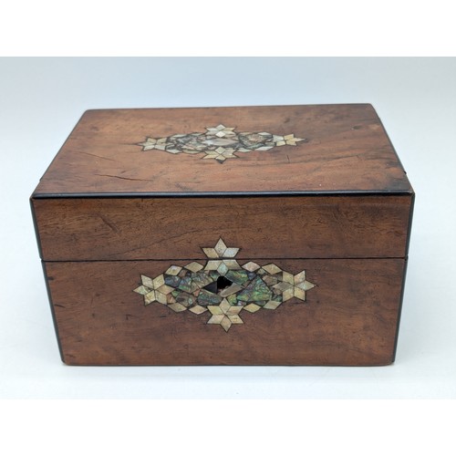 215 - Victorian Walnut Inlaid Jewellery Box, 25x18x14cm