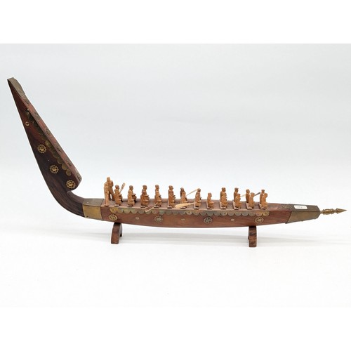 216 - Indian Chundan Vallam Wooden Canoe Snake Boat, AF 14