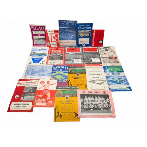 220 - Good Group 1950s-1960s Football Programs - Including Exeter, Wolverhampton, Fulham, QPR Etc