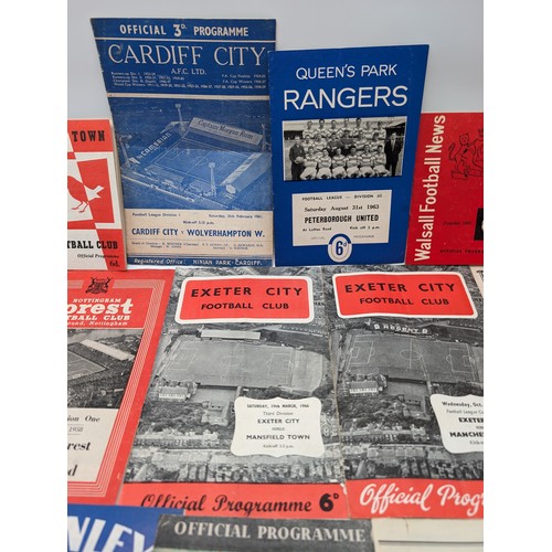 220 - Good Group 1950s-1960s Football Programs - Including Exeter, Wolverhampton, Fulham, QPR Etc