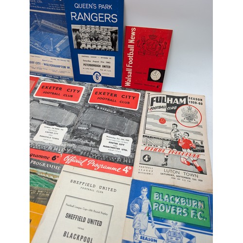 220 - Good Group 1950s-1960s Football Programs - Including Exeter, Wolverhampton, Fulham, QPR Etc