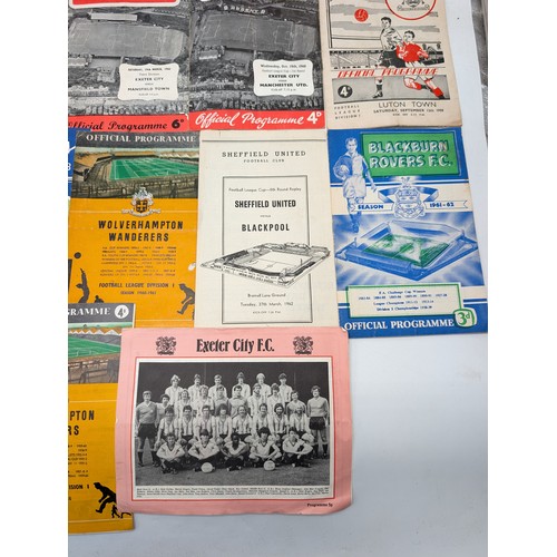 220 - Good Group 1950s-1960s Football Programs - Including Exeter, Wolverhampton, Fulham, QPR Etc