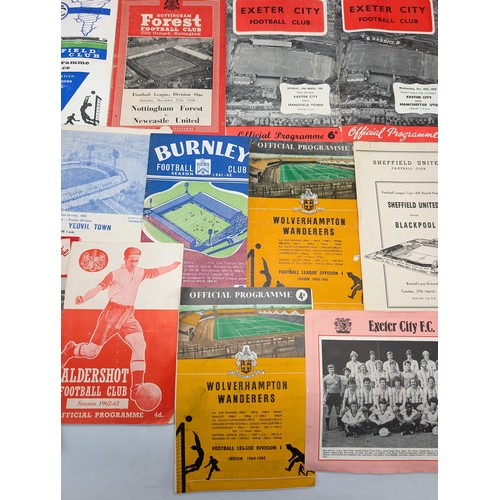 220 - Good Group 1950s-1960s Football Programs - Including Exeter, Wolverhampton, Fulham, QPR Etc