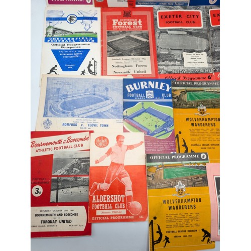 220 - Good Group 1950s-1960s Football Programs - Including Exeter, Wolverhampton, Fulham, QPR Etc