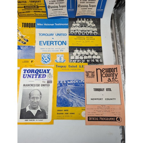 222 - Good Bundle Torquay United Vintage Programmes - To Include 1972 Manchester United, Mostly 1960s/70s