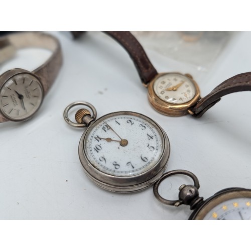 262 - Vintage Watch Bundle Including Two Sterling Silver Cased Pocket Watches, 9ct Gold Cased Vintage Watc... 