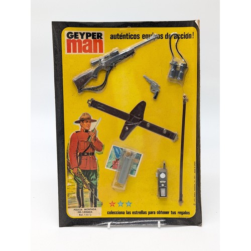 293 - Group 3 Vintage Action Man / Geyper Man Sealed & Carded Accessory Packs to Include Policia Montada D... 