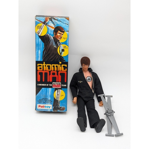 299 - A boxed Atomic Man Action figure by Palitoy with original box, Includes Manual and Rotocoper Appears... 