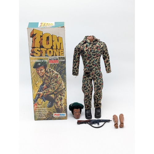 302 - A Rare Issue Box Vintage Palitoy Tom Stone Action Man Figure, Marked 1964 To Box Base. Head Detached... 