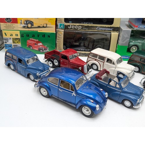 404 - Diecast Group, Including Vanguards, Dinky, Corgi Etc. Panel Vans, Beetles Plus More. Good Order