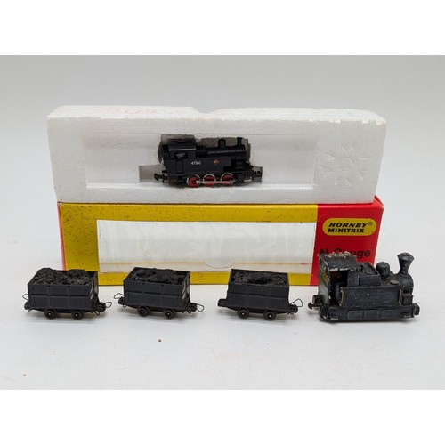 407 - Minitrix N201 Class 2F  0-6-0 47160 British Railways Black, Plus One Other 4 Piece N Gauge Engine an... 